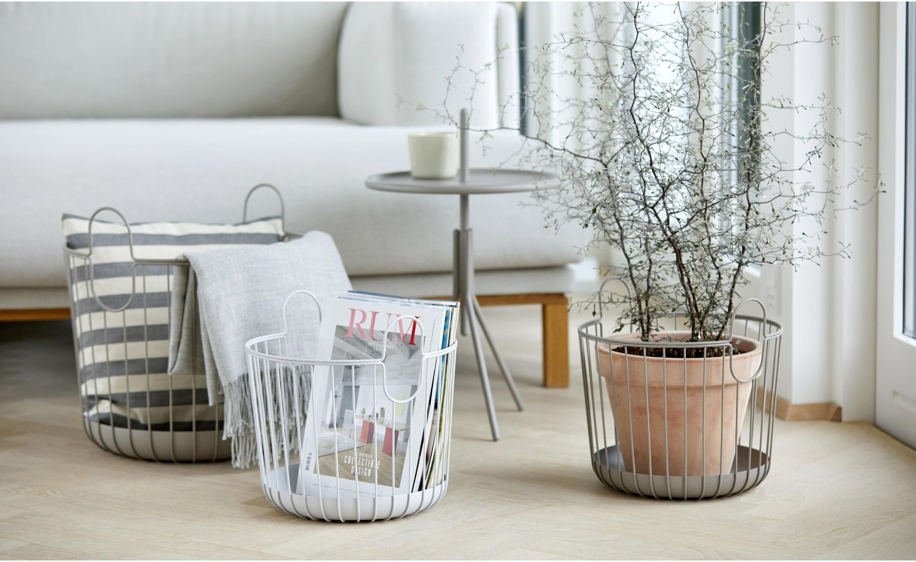 Aufbewahrungskorb ZONE DENMARK "Inu Ø 40.6 cm", grau (taupe), H:41,1cm Ø:40,6cm, Eisen, Aufbewahrungsboxen, Aufbewahrungskorb taupe B/H/T: 41,1cm Ø 40,6cm
