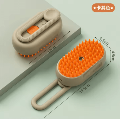 Inspire Curations Pet Spray Grooming Comb For Cats & Dogs With One Touch Mist Function khaki