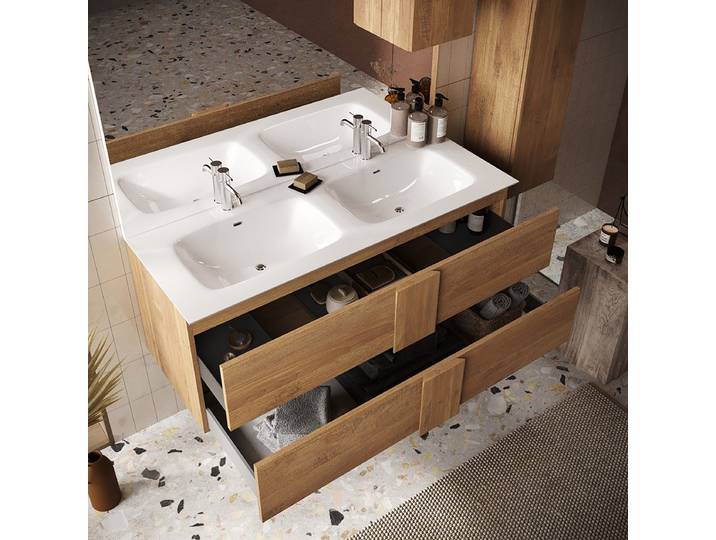 Doppelwaschtisch Jupiter hängend 120 cm 122 x 53 x 47cm Braun