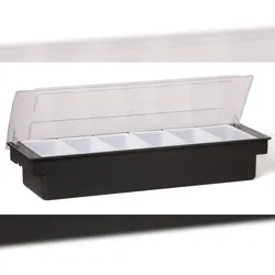 METRO PROFESSIONAL Zutatenbehälter mit 6 Einsätzen, Polypropylen/Polystyrol, 6 x 0.5 L, mit Deckel, schwarz/weiß