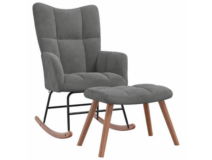 BEST-HOME Meuble de Siège - UU - Chaise à bascule - avec repose-pied Gris foncé Velours HH1078