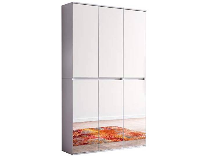 trendteam smart living - Mirror - Garderobenschrank - Weiß - Mehrzweckschrank mit reichlich Stauraum - (BxHxT) 111 x 191 x 34 cm - 1 Kleiderstange und 13 Einlegeböden