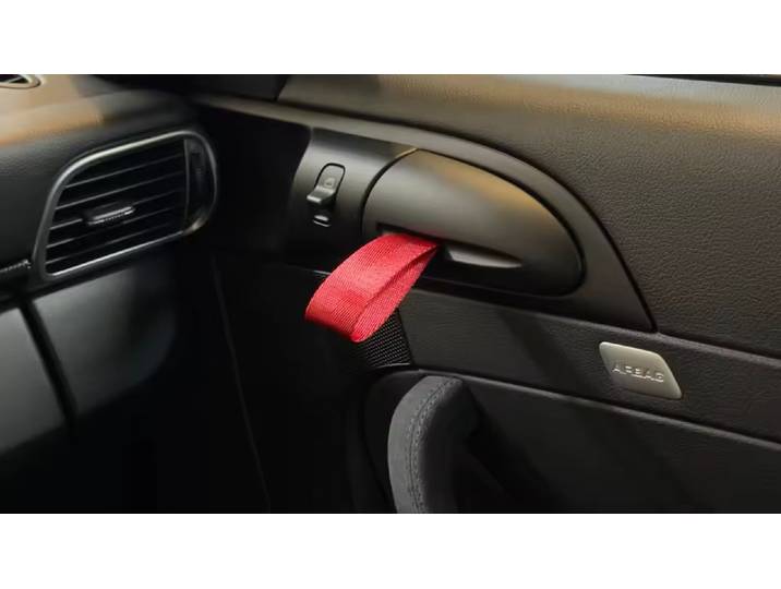 Poignées intérieures de style GT3RS - 1 paire de poignées avec sangles rouges/jaunes/noires pour Porsche 997 911 987 Cayman Boxster