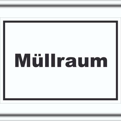 HB-Druck Müllraum Schild mit Text Abfall Mülltrennung waagerecht A0 Rückseite selbstklebend