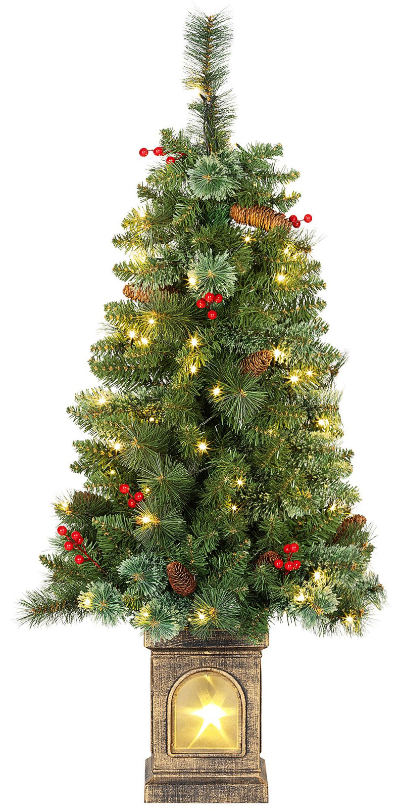Youjia Kunstkerstboom met 100 LED-verlichting en 214 takken, 120 cm