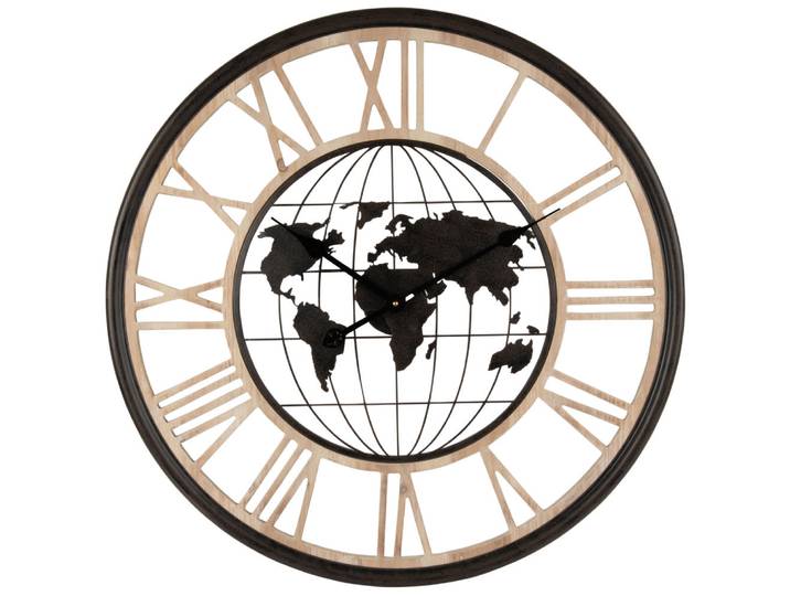 Zweifarbige Globus-Wanduhr, D70 cm