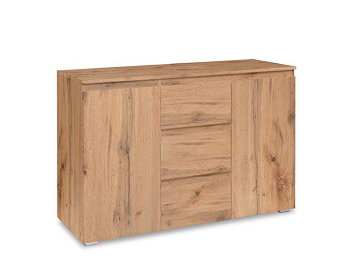 Newfurn Sideboard Kommode mit Schubladen Honig Eiche grifflos Flur
