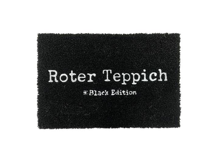 Kokos Fussmatte Roter Teppich Black Edition 60x40cm Schwarz-Weiss