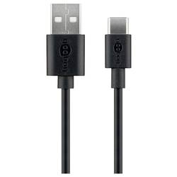 Goobay 45735 USB C auf USB A 2.0 Ladekabel / High Speed 15W 3A 5V Handy Kabel / 480 Mbits Adapterkabel / Schwarz / 1 m