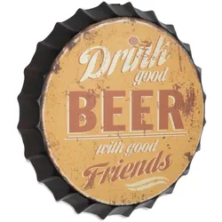 Moritz Deko Blechschild Kronkorken Drink Good Beer Bier trinken Metallschild Retro Vintage-Design zur Dekoration Wanddekoration