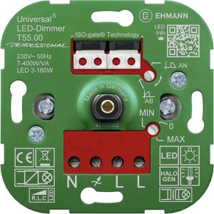 Ehmann Dimmer T55.00 Professional, Unterputz, für LED-, Halogen- und Glühlampen, Drehdimmer