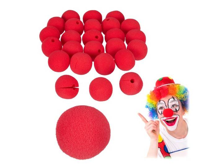 Relaxdays Lot de 100 Nez de clown rouges