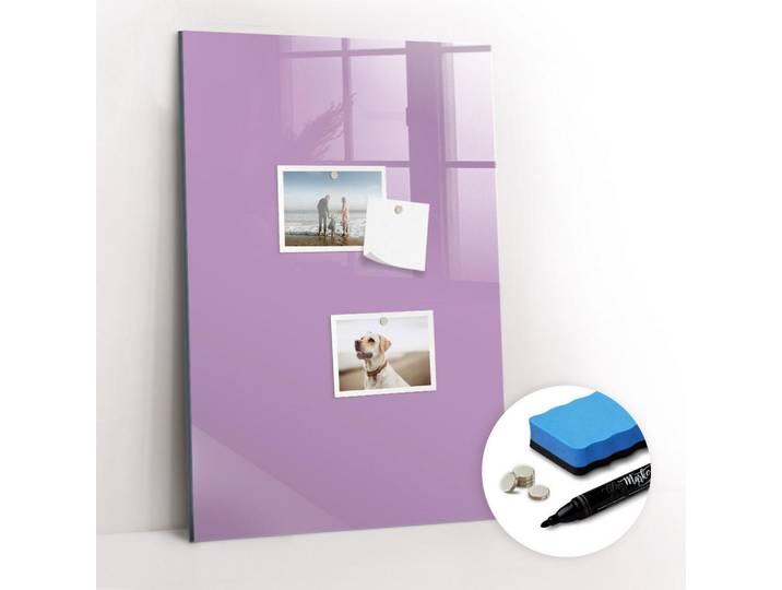 Tulup Magnettafel 40x60 Flieder schwarzer Marker, Violett, Glas, 40x0.4x60 cm, Bilder & Rahmen, Pinnwände & Magnettafeln