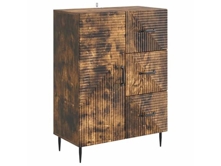 TEKGHUT Sideboard Geräucherte Eiche 66 x 34,5 x 89,5 cm Holzwerkstoff Rechteckiges Design, Metallbeine, Griffe, Schwenktüren, Holzregale, Schubladen, Esszimmer, Wohnzimmer, Innenraum