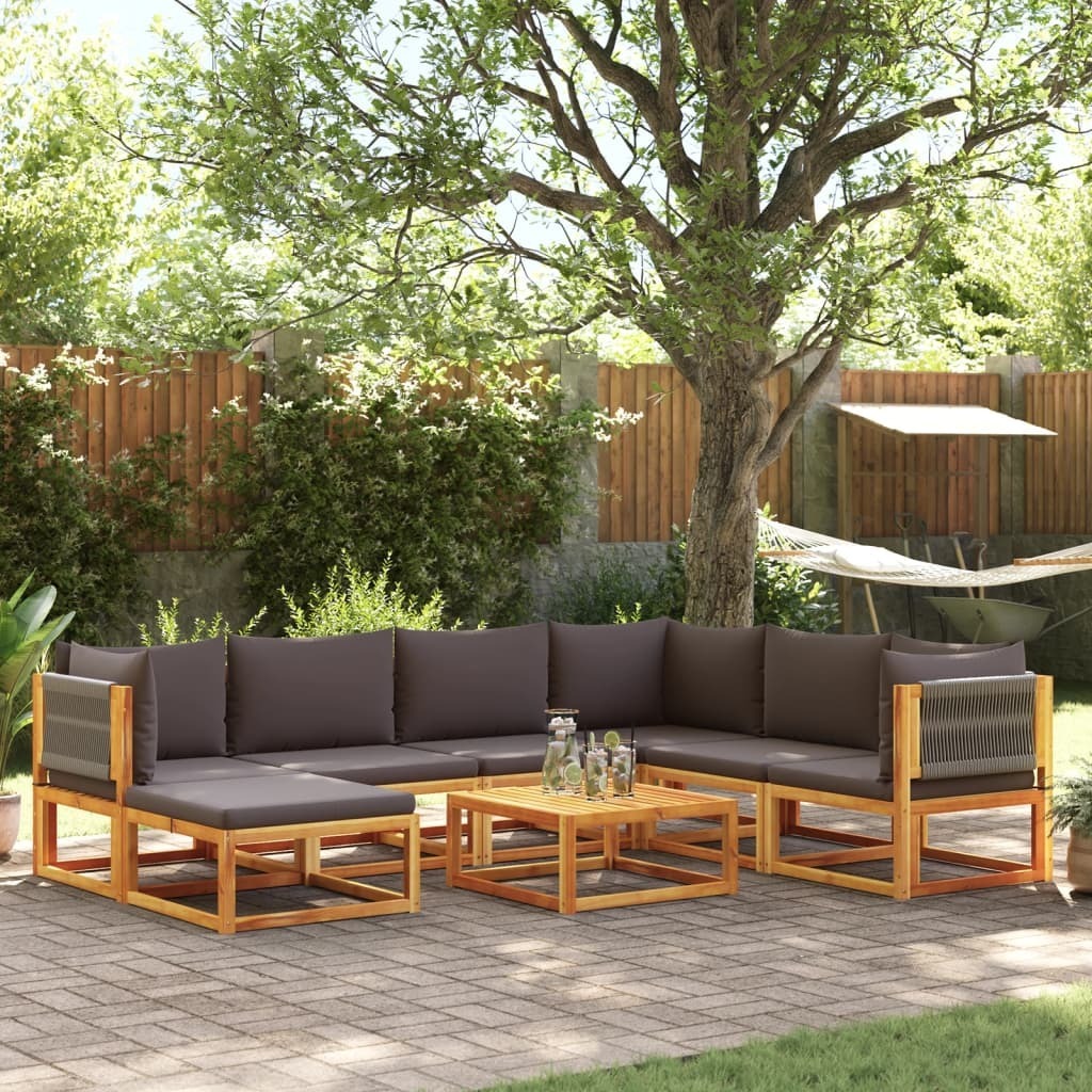 Maison Exclusive - 8-tlg. Gartensofa-Set mit Kissen Holz Akazie & Seil