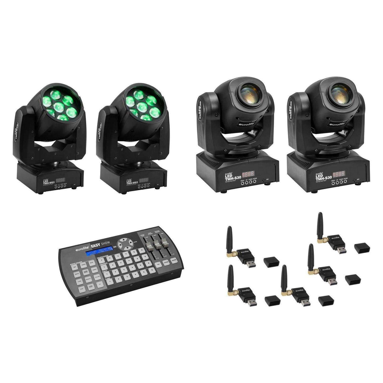 Eurolite Set 2x LED TMH-W63 + 2x LED TMH-S30 + USB QuickDMX + Easy Show (9 W, LED) (20000867)