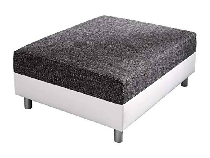 DELIFE Sofa-Hocker Clovis Weiss Schwarz B98 x T83 Strukturstoff Sitzhocker
