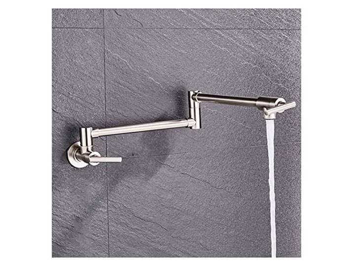 Drehhahn, Klappbarer Einzel-Küchenarmatur Spüle Topffüller Wasserhahn Kaltwasser Wandmontage Messingarmaturen Chrom gebürstetes Nickel Öl eingerieben(Brushed nickel B)