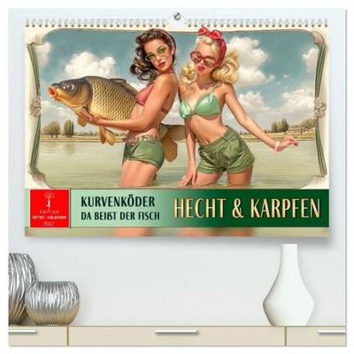 Hecht und Karpfen - Kurvenköder, da beißt der Fisch (hochwertiger Premium Wandkalender 2027 DIN A2 quer), Kunstdruck in Hochglanz