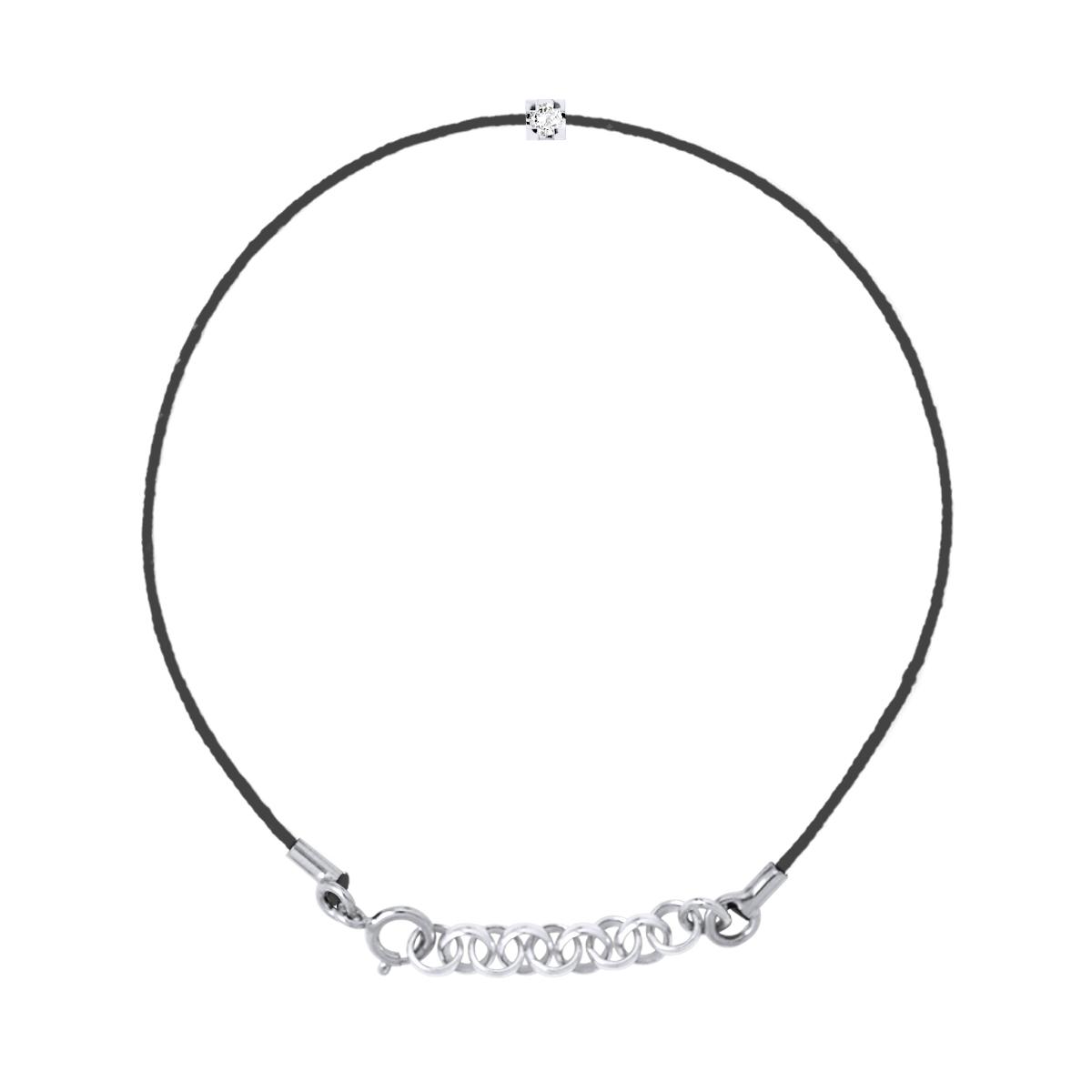 Diamond Bracelet Solitaire 0030 Cts Black Nylon 925