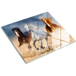 GLASPLATTE 60x52 cm Pferde in der Wüste