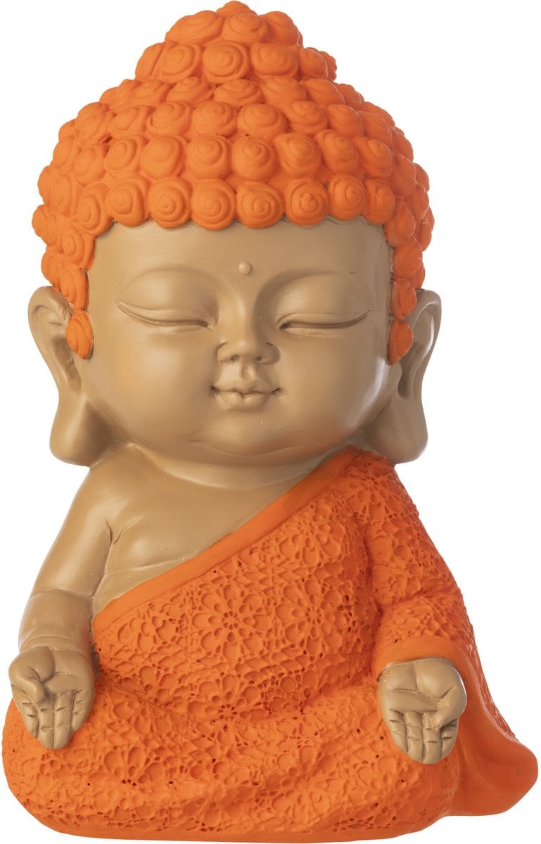 J-Line Decoratie Monnik Zen Tabletop - Polyresin - Oranje
