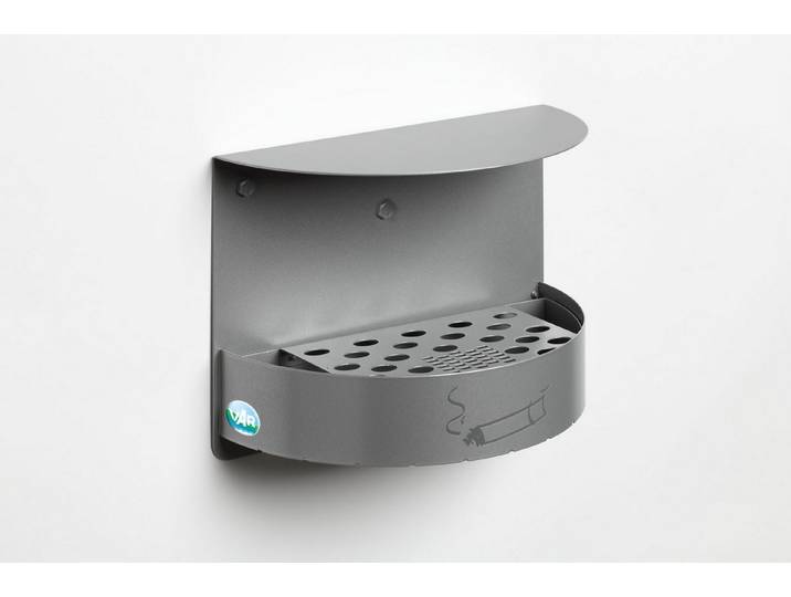 PROREGAL® Aschenbecher Wandascher Schutzdach verschließbar 1,5L 23x30x15cm Silber