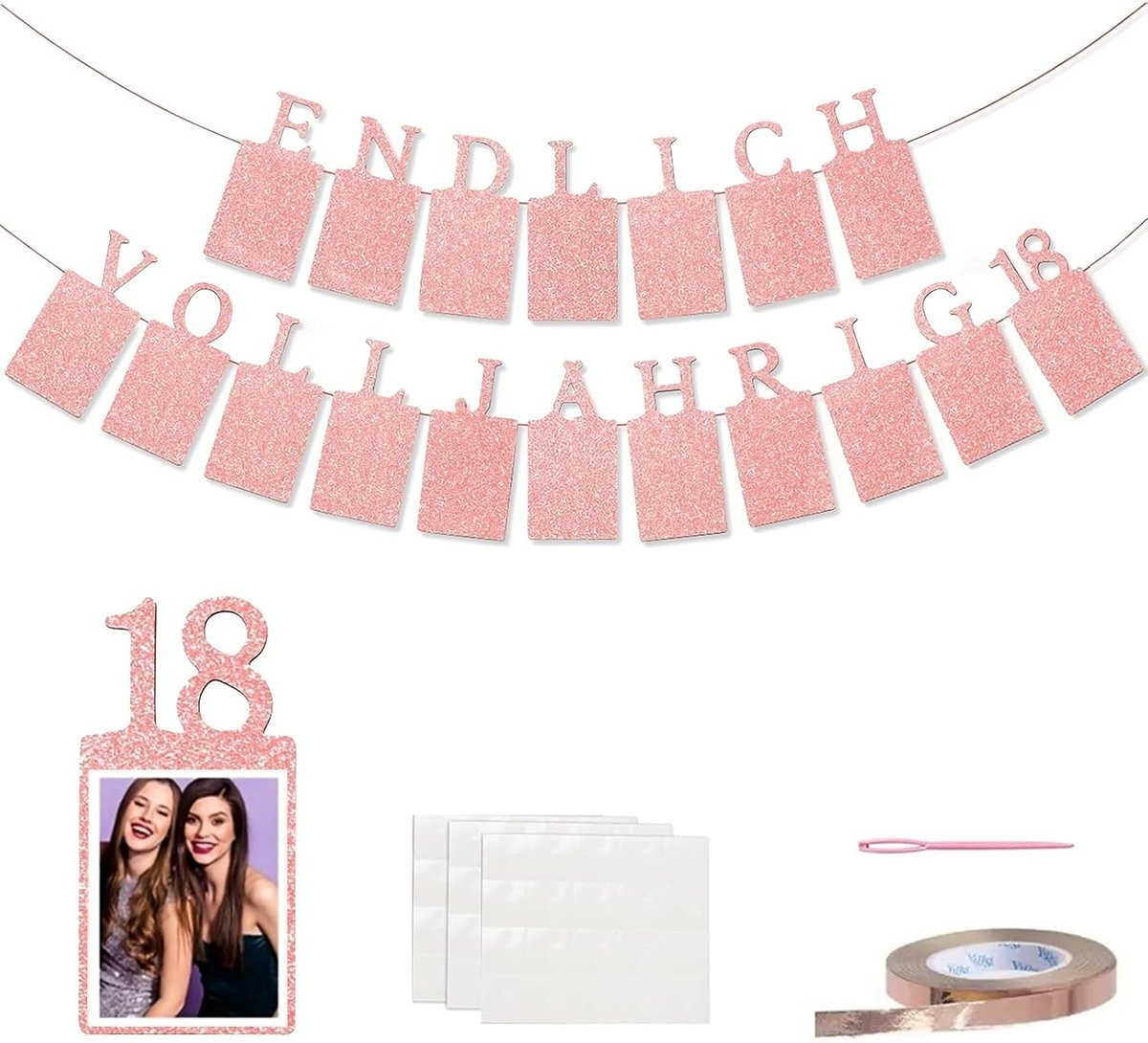 Fotoslinger voor 18e Verjaardag - Fotobanner voor Jongemannen - Feestelijke Decoratie voor Mijlpaal Verjaardagsfeest