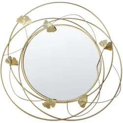 WANDSPIEGEL gold 47 cm Ginkgo-Verzierung Anglet