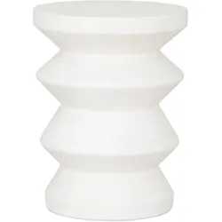 Hocker Zig Zag aus Faserzement, modern und rund, weiß, Ø 34 cm, für dein Zuhause