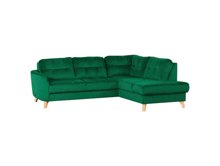 Livetastic Ecksofa, Dunkelgrün, Holz, Buche, Ottomane rechts, L-Form, 236x190 cm, Made in EU, seitenverkehrt erhältlich, Rücken echt, Wohnzimmer, Sofas & Couches, Wohnlandschaften, Ecksofas