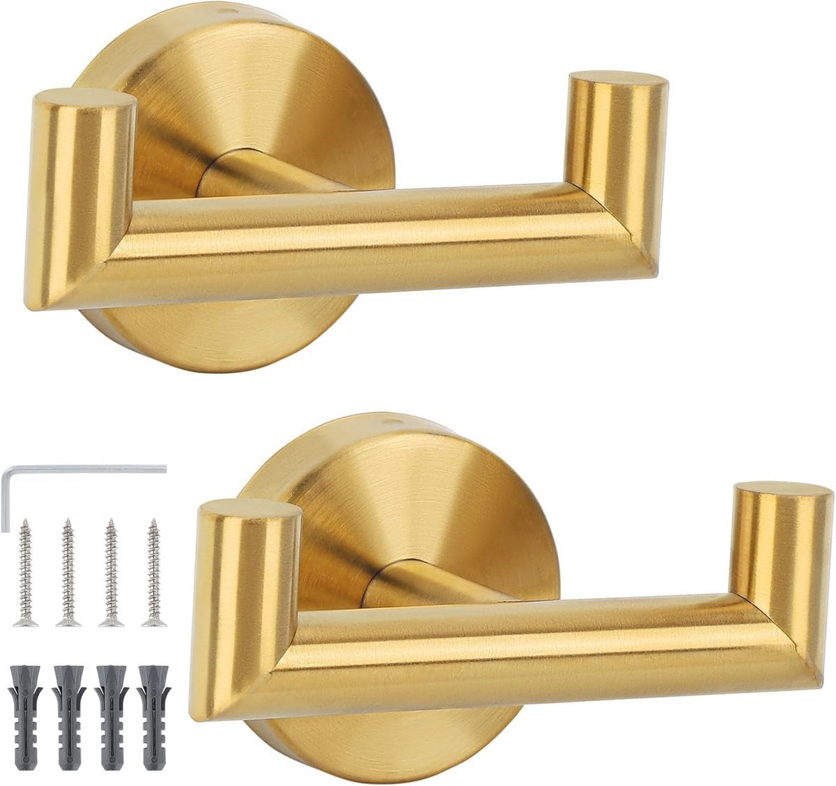 Set van 2 gouden wandhanddoekhaken van roestvrij staal