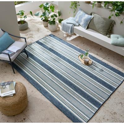 Teppich FLAIR RUGS "Roma Stripe", blau, B:120cm H:4mm L:170cm, Kunstfaser, Teppiche, Teppich, Roma Stripe Indoor Outdoor-Teppichläufer