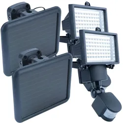 Casativo, Fassadenbeleuchtung, 2er-Set Solar-LED-Aussenwandstrahler mit PIR-Sensor, 12 W, 750 Lumen, IP44 (750 lm, IP44)