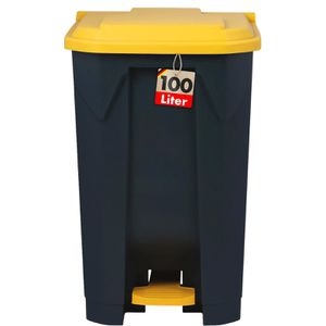 Floordirekt Mülltonne Olaf, 100 Liter, grau/gelb, aus Kunststoff