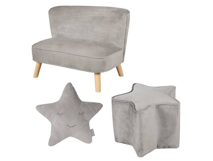 KINDERSOFA 3er-Set silbergrau