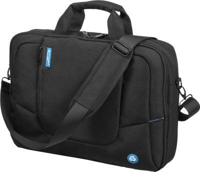 Laptoptasche Stop Ocean Plastic GRANADA RPET, für 1 Notebook bis 17" & 1 Tablet, Vorfach & Hauptfach, abnehmbarer Schultertrageriemen & Trolleyband, Recycling-PET, schwarz