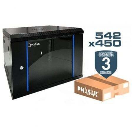 Phasak PHO 2220D Wandmontabele rackkast met slot, zwart, 20U