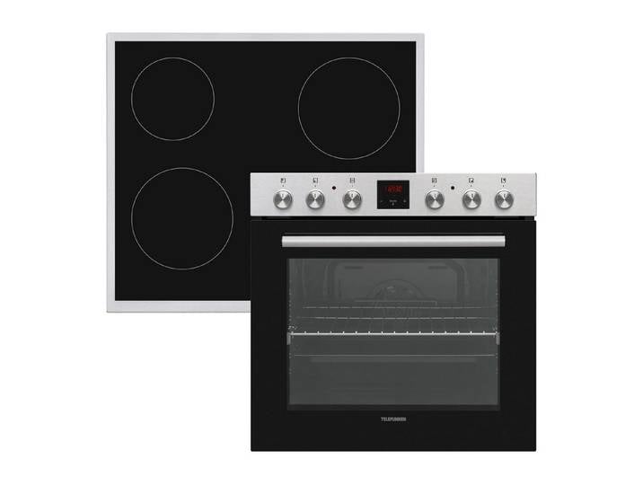Telefunken Elektro-Herd-Set B-HS-75-C-I, Einbauherdset, Backofen mit Glaskeramik-Kochfeld, Teleskopauszug, 78 L