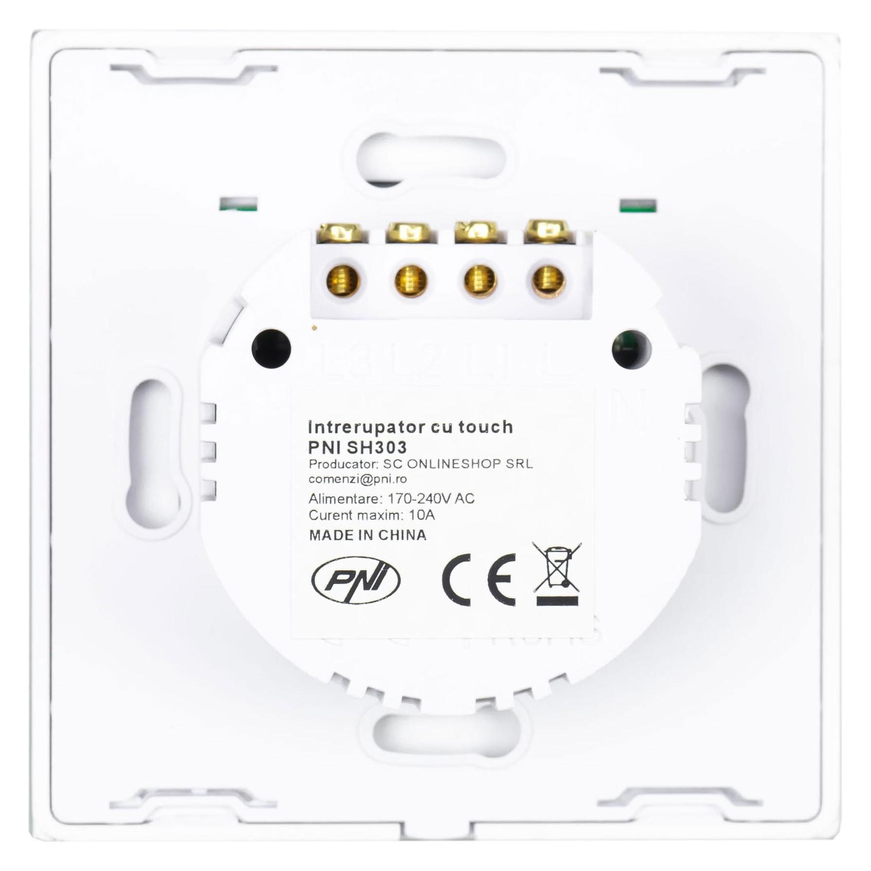 PNI Dreifachschalter mit Touch SH303 aus Glas, weiss mit LED-Anzeige (43698551)