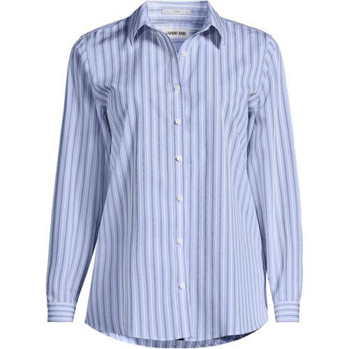 Bügelfreie Baumwoll-Bluse, Damen, size: regular, Blau, Baumwolle, by Lands' End