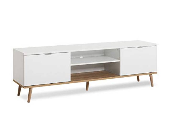 Newfurn TV Lowboard Weiß Eiche TV Schrank grifflos Wohnzimmer