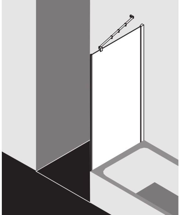 Kermi Filia XP Seitenwand FXTVD08016VAK 80x160cm, silber hochglanz, ESG klar, neben Badewanne