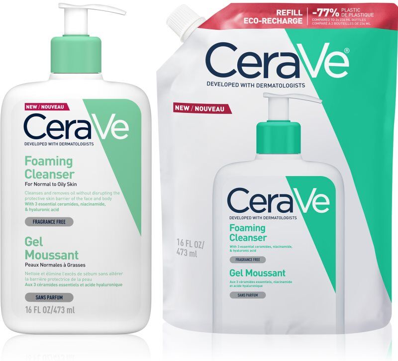 CeraVe Cleansers Foaming Cleanser set for normal to oily skin