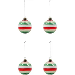 HDHapp Weihnachtskugeln, gestreift, groß, mehrfarbig, 4 St.