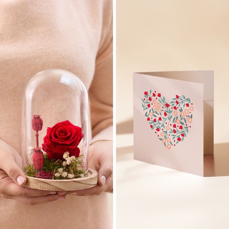 Rose éternelle et sa carte message coeur - Livraison de fleurs - Interflora