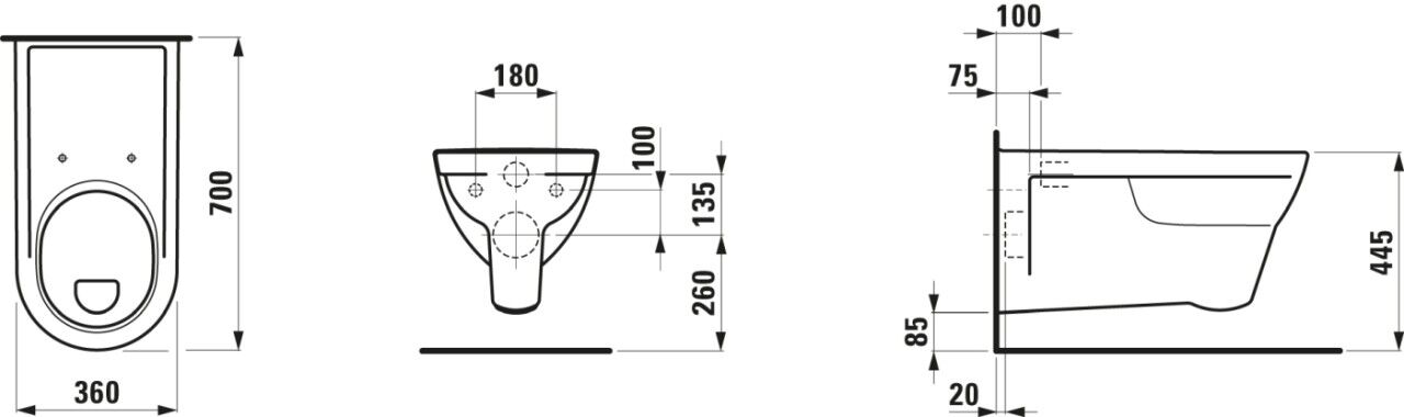 LAUFEN F-WC wandhängend barriere-frei PRO LIBERTY H820953A000001