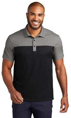 Port Authority K831 Fine Pique Blend Blocked Polo Shirt in Deep Black/Charcoal Heather size XS   Cotton/Polyester