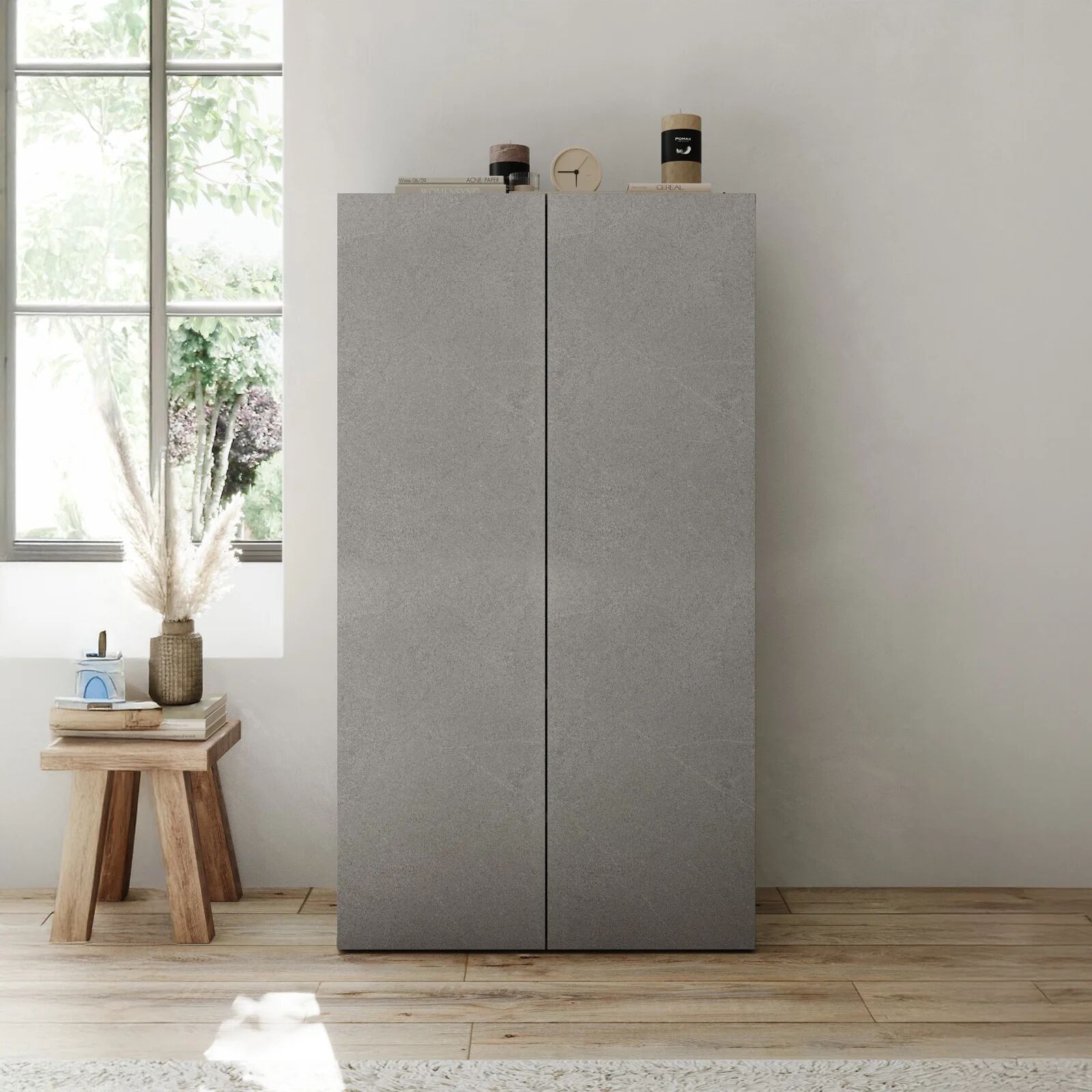 garneroarredamenti Mobile scarpiera multiuso ingresso 63x114h cm 2 ante grigio Ghisy