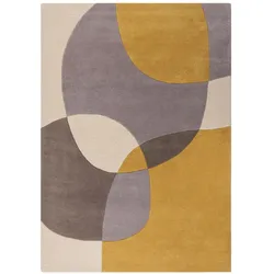 Naturteppich Kurzflor AIRE Abstrakt-Farbfelder Wolle 200x290 cm Ocker skandinavisch zeitlos modern getuftet Wollteppich | Kadima Design